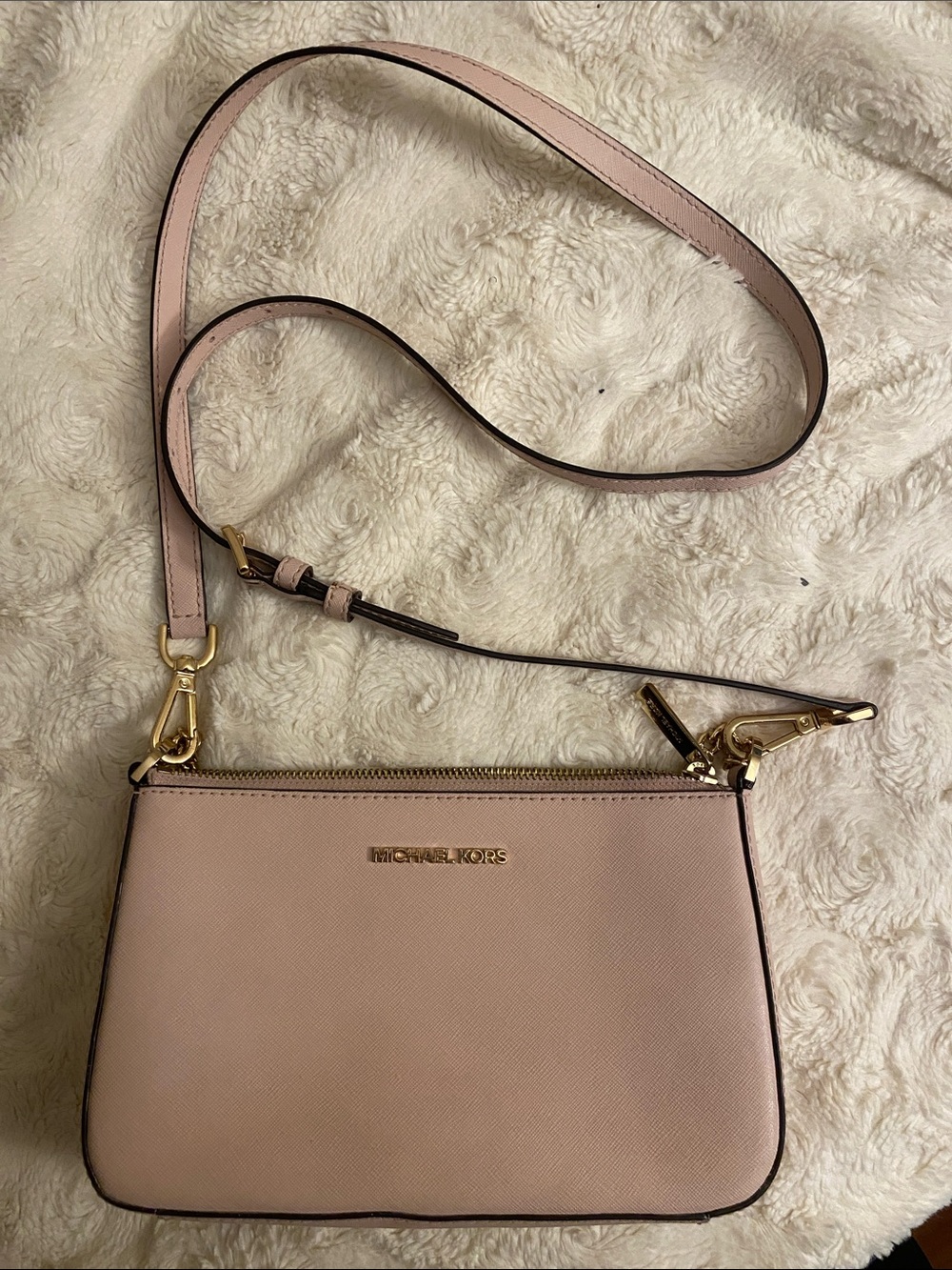 MICHAEL KORS Pale Pink Saffiano Leather Crossbody